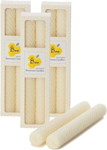 8 Inch Hand-Rolled Beeswax Taper Candles - Little Bee of Connecticut (Single Pair) in Kuwait