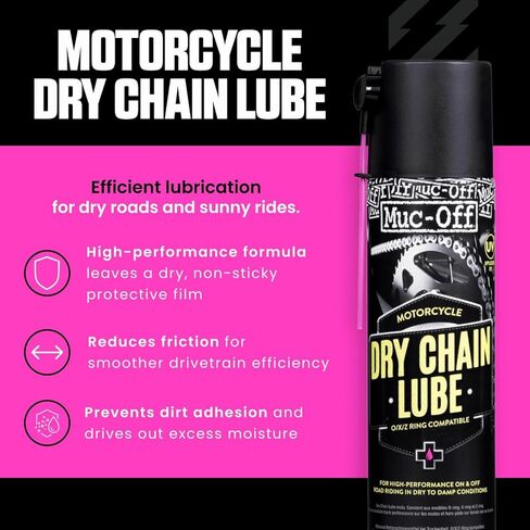 Muc-Off Dry Motorcycle Chain Lube, 13.5 fl oz - Motorcycle Chain Lubricant, Chain Wax for Dry Conditions - Motorcycle Chain Oil for On and Off-Road in Kuwait