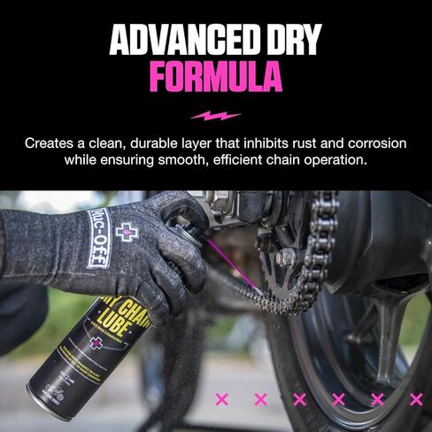 Muc-Off Dry Motorcycle Chain Lube, 13.5 fl oz - Motorcycle Chain Lubricant, Chain Wax for Dry Conditions - Motorcycle Chain Oil for On and Off-Road in Kuwait
