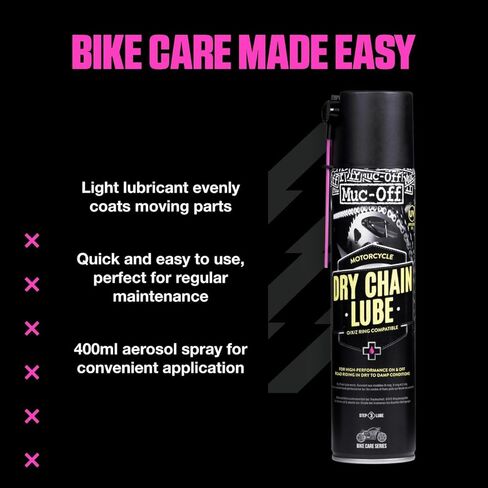 Muc-Off Dry Motorcycle Chain Lube, 13.5 fl oz - Motorcycle Chain Lubricant, Chain Wax for Dry Conditions - Motorcycle Chain Oil for On and Off-Road in Kuwait