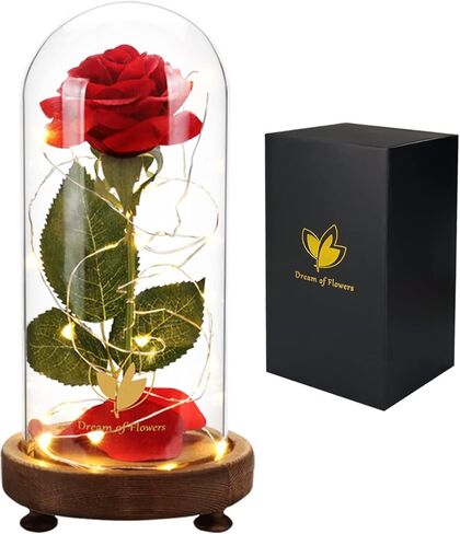 Mothers Day Mom Gifts,Mothers Rose Gifts for Women,Beauty and The Beast Rose Flowers, Anniversary Rose Gift Artificial Flower Light up Rose, Rose in Glass Dome,Enchanted Flower Gifts for Wife in Saudi Arabia
