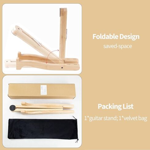 Rockhouse Guitar Stand, Wooden A-Frame Folding Guitar Floor Stand with Picks Holder for Single Electric, Acoustic, Bass Guitar in Kuwait