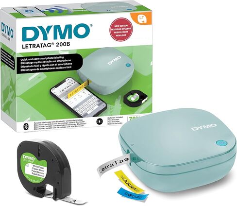 DYMO LetraTag 200B Bluetooth Label Maker, Compact Label Printer, Connects Through Bluetooth Wireless Technology to iOS and Android, Includes 3 Assorted Label Tapes in Saudi Arabia