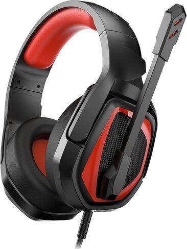 سماعة ألعاب Anivia MH602 لأجهزة الكمبيوتر المحمول PC PS5 PS4 Xbox One Mac، سماعات رأس ستيريو سلكية فوق الأذن مع ميكروفون مانع للضوضاء، أغطية أذن ناعمة للبالغين والأطفال، أسود-أزرق in Kuwait