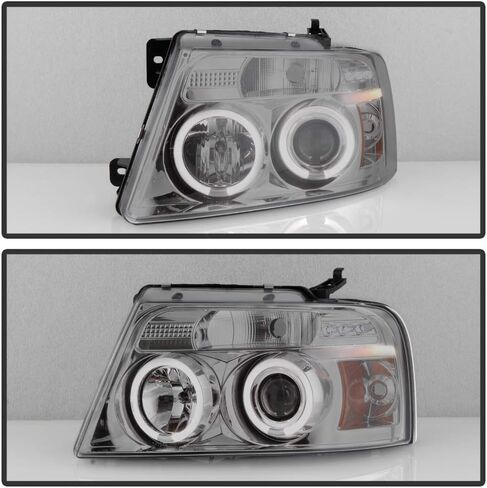 ACANII - لسيارة Ford F150 2004-2008 LED ذات حلقة هالة مزدوجة مدخنة، مصابيح أمامية لجهاز العرض، جانب السائق والراكب in Saudi Arabia