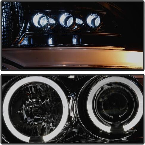 ACANII - لسيارة Ford F150 2004-2008 LED ذات حلقة هالة مزدوجة مدخنة، مصابيح أمامية لجهاز العرض، جانب السائق والراكب in Saudi Arabia