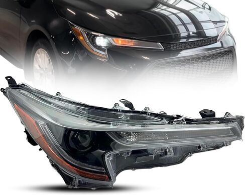 استبدال مجموعة المصابيح الأمامية لـ 2020 2021 2022 Toyota Corolla L/LE Sedan LED للمصابيح الأمامية مع لمبة يمين/جانب الركاب، Partslink TO2503286 / OEM 81110-02S30 in Kuwait