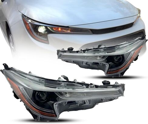 استبدال مجموعة المصابيح الأمامية لـ 2020 2021 2022 Toyota Corolla L/LE Sedan LED للمصابيح الأمامية مع لمبة يمين/جانب الركاب، Partslink TO2503286 / OEM 81110-02S30 in Kuwait