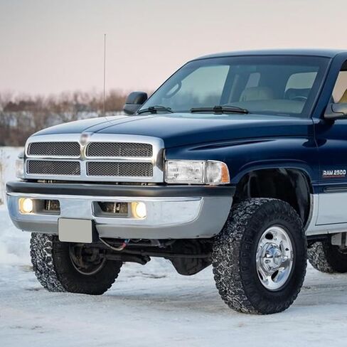 مجموعة المصابيح الأمامية لـ 1994-2001 RAM 1500 و1994-2002 Dodge RAM 2500 3500، جانب السائق والراكب، غطاء من الكروم، عدسة شفافة، استبدال OE (بدون مصابيح) in Kuwait