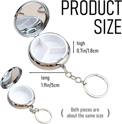 Jewelry Ring Holder Box with Keychain, Portable Travel Mini Jewelry Case for Women Girls Mothers, Small Versatile Ring Earring Stud Necklace Storage Case with Key Chain, 2 Piece Silver in Kuwait