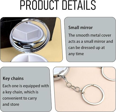 Jewelry Ring Holder Box with Keychain, Portable Travel Mini Jewelry Case for Women Girls Mothers, Small Versatile Ring Earring Stud Necklace Storage Case with Key Chain, 2 Piece Silver in Kuwait