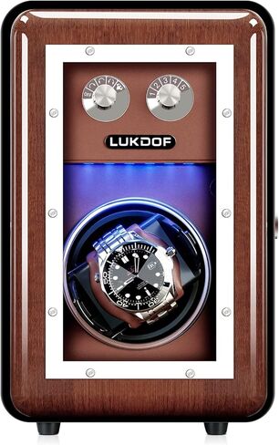 Automatic Watch Winder with Quiet Running Motor Watch Winding Display+ 2 Storage Box, Built-in Illumination, Walnut Watch Winder for Rolex with 3 Adjustable Upgraded Watch Pillows, AC Adapter in Saudi Arabia