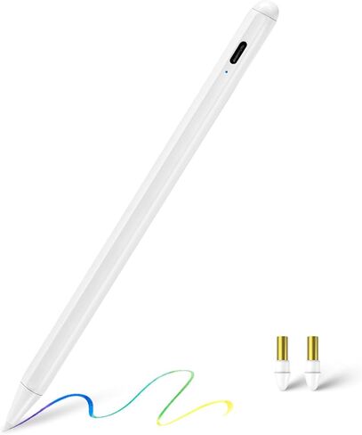 قلم iPad الجيل العاشر A8 لجهاز iPad Apple Pencil، قلم iPad سريع الشحن بإمالة راحة اليد لجهاز iPad 10/9/8 Gen، iPad Mini 6th Gen، iPad Air 5th/4th Gen، iPad Pro 11/12.9 بوصة، أبيض in Kuwait