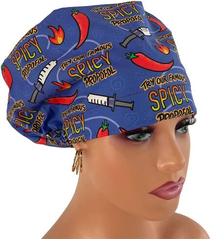 European Style Scrub Cap No Ribbon - Try Our Famous Spicy (Propofol) - Scrub Hat for Women - Nurses Hats Dr. Hats Blue and Red in Saudi Arabia