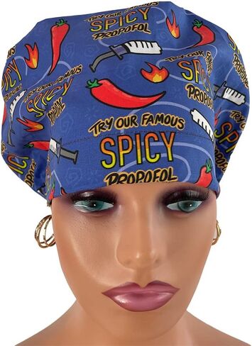 European Style Scrub Cap No Ribbon - Try Our Famous Spicy (Propofol) - Scrub Hat for Women - Nurses Hats Dr. Hats Blue and Red in Saudi Arabia