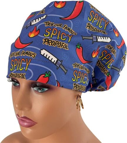 European Style Scrub Cap No Ribbon - Try Our Famous Spicy (Propofol) - Scrub Hat for Women - Nurses Hats Dr. Hats Blue and Red in Saudi Arabia