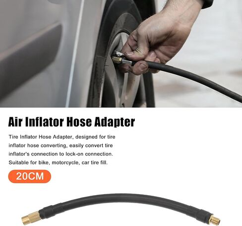 X AUTOHAUX 20cm Threaded Tire Inflator Extension Hose Chuck Adapter Air Pump Tube Tire Valve Pipe for Car Truck Bike MTB Copper Rubber Black Copper Tone in Saudi Arabia