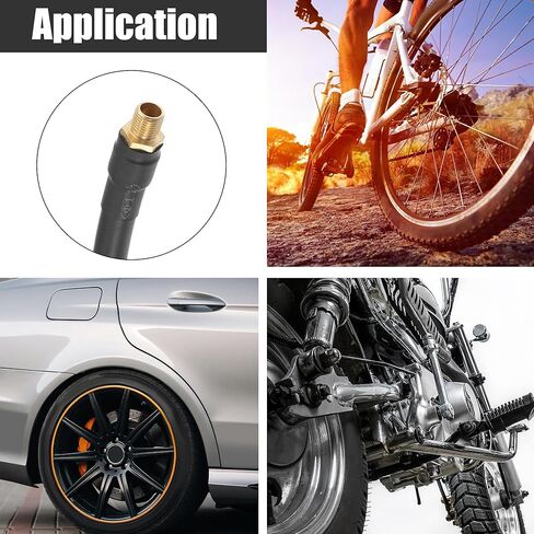 X AUTOHAUX 20cm Threaded Tire Inflator Extension Hose Chuck Adapter Air Pump Tube Tire Valve Pipe for Car Truck Bike MTB Copper Rubber Black Copper Tone in Saudi Arabia