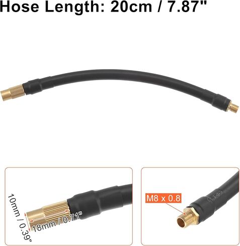 X AUTOHAUX 20cm Threaded Tire Inflator Extension Hose Chuck Adapter Air Pump Tube Tire Valve Pipe for Car Truck Bike MTB Copper Rubber Black Copper Tone in Saudi Arabia