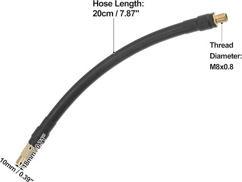 X AUTOHAUX 20cm Threaded Tire Inflator Extension Hose Chuck Adapter Air Pump Tube Tire Valve Pipe for Car Truck Bike MTB Copper Rubber Black Copper Tone in Saudi Arabia