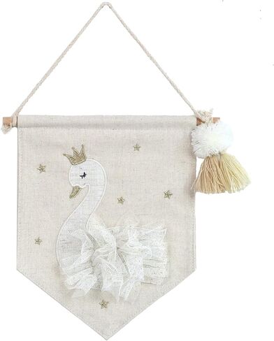 MON AMI Embroidered Ballerina Hanging Wall Canvas Banner – 10", Wall Decor For Nursery, Kids, Teen’s Bedroom & Playroom in Kuwait