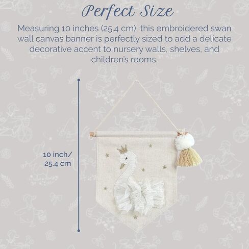 MON AMI Embroidered Ballerina Hanging Wall Canvas Banner – 10", Wall Decor For Nursery, Kids, Teen’s Bedroom & Playroom in Kuwait