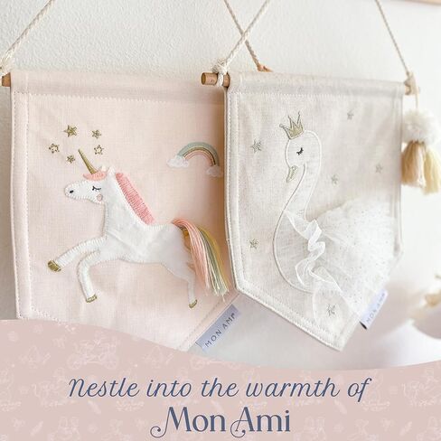 MON AMI Embroidered Ballerina Hanging Wall Canvas Banner – 10", Wall Decor For Nursery, Kids, Teen’s Bedroom & Playroom in Kuwait