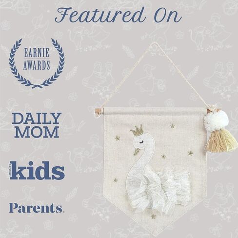 MON AMI Embroidered Ballerina Hanging Wall Canvas Banner – 10", Wall Decor For Nursery, Kids, Teen’s Bedroom & Playroom in Kuwait