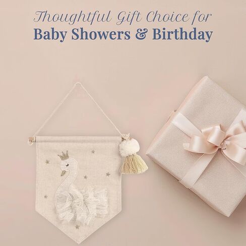 MON AMI Embroidered Ballerina Hanging Wall Canvas Banner – 10", Wall Decor For Nursery, Kids, Teen’s Bedroom & Playroom in Kuwait