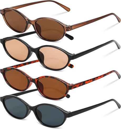Retro Oval Sunglasses for Women Small Cat Eye Sun Glasses Y2k Trendy Narrow Shades UV Protection in Saudi Arabia