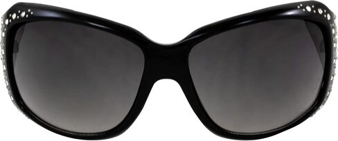 Rodeo Queen زوجان من النظارات الشمسية المرصعة على شكل حدوة حصان للنساء بإطار أسود مع قطعة معدنية عصرية بأحجار الراين اللامعة وعدسات متدرجة دخانية in Kuwait