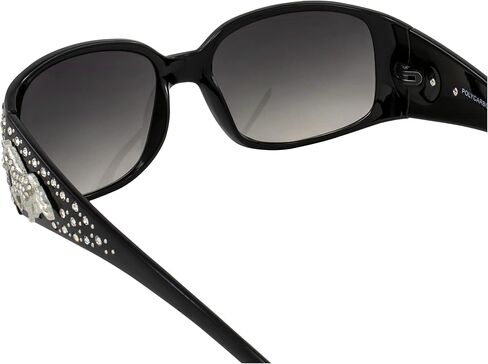 Rodeo Queen زوجان من النظارات الشمسية المرصعة على شكل حدوة حصان للنساء بإطار أسود مع قطعة معدنية عصرية بأحجار الراين اللامعة وعدسات متدرجة دخانية in Kuwait