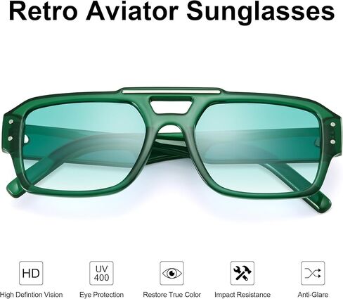 Hycredi Retro Aviator Sunglasses for Women Men, Trendy Square 90s Shades,70s Vintage Classic Rectangle Sun Glasses in Saudi Arabia