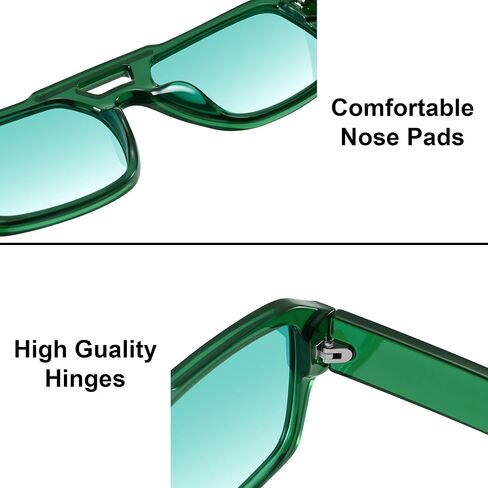 Hycredi Retro Aviator Sunglasses for Women Men, Trendy Square 90s Shades,70s Vintage Classic Rectangle Sun Glasses in Saudi Arabia