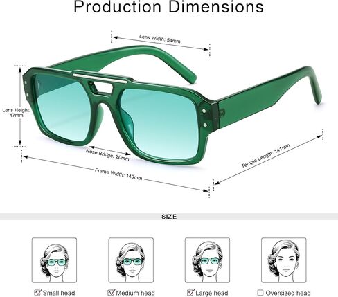 Hycredi Retro Aviator Sunglasses for Women Men, Trendy Square 90s Shades,70s Vintage Classic Rectangle Sun Glasses in Saudi Arabia