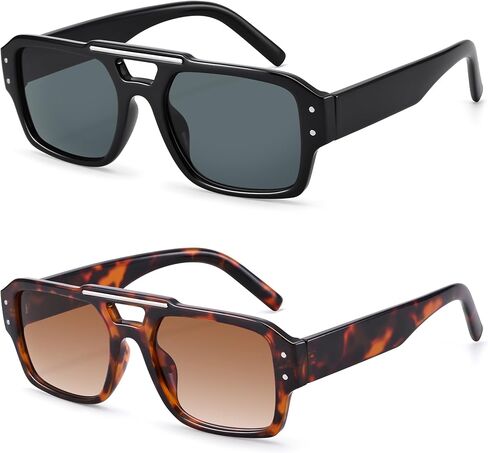Hycredi Retro Aviator Sunglasses for Women Men, Trendy Square 90s Shades,70s Vintage Classic Rectangle Sun Glasses in Saudi Arabia