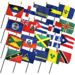 Set of 20 Caribbean Countries 4"x6" Desk Table Stick Flag (No Bases)
