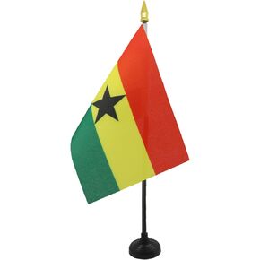 AZ FLAG Ghana Table Flag 4'' x 6'' - Ghanaian Desk Flag 15 x 10 cm - Golden Spear top