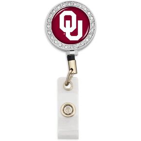 From the Heart University of Oklahoma OU Boomer Sooner Crystal College Badge Reel Holder with Belt Clip 30 inch Retractable