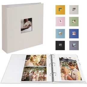 Photo Album 4x6 Photos Hold 200 or 5x7 Pictures Hold 100, 3 Ring Binder Photo Albums Linen Cover with 6-Tab Index Dividers Photo Book Acid Free Albums 4x6 5x7 for Family Wedding Baby (Black) in Kuwait