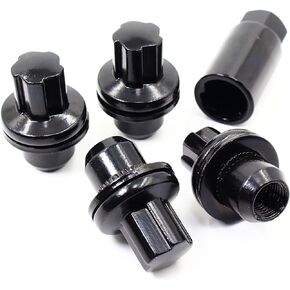 Set of 4 Veritek 14x1.5mm 1.85 Inch Length 0.90 Inch Shank 22mm Key Hex OEM Black Mag Seat Wheel Locks for Range Rover Factory Wheels