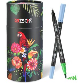 ZSCM 32 Colors Duo Tip Brush Markers Art Pen Set, Artist Fine and Brush Tip Colored Pens, for Adult Coloring Books Christmas Cards Drawing, Note taking Lettering Calligraphy Journaling