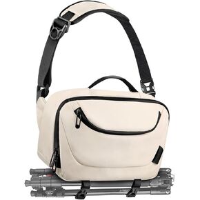 Camera Sling Bag,Waterproof Camera Case with Tripod Holder,DSLR/SLR/Mirrorless Camera Bags Crossbody for photographers-Beige