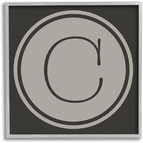 Stupell Industries Modern C Initial Circular Shape Elevator Key Framed Wall Art