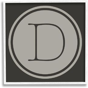 Stupell Industries Modern D Initial Elevator Key Circular Shape Framed Wall Art
