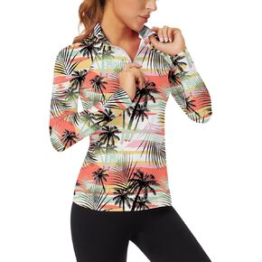 Soneven Women's Quarter Zip Polo Collared Golf Shirt Moisture Wicking Shirts Slim Fit for Casual Work