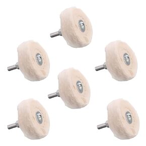 Auniwaig 2-Inch Buffing Polishing Pad Wheel Cotton for Drill with 1/4-inch Handle for Manifold Aluminum Stainless Steel Chrome 6 Pcs