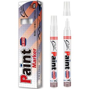 2 Pack Brown Permanent Paint pens,Never Fade Paint Pens,Medium Tip Quick Dry And Waterproof Permanent Oil-Based Paint Marker Pens For Rock,Glass,Plastic,Wood,Metal,Fabric,DIY Craft