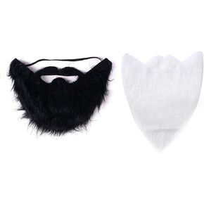 Fake Mustaches Self Adhesive - 2PCS Novelty Fake Mustache for Party (Black, White)