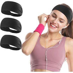 SUNLAND Workout Headbands for Women Men Moisture Wicking Sweat Bands Elastic Wide Sport Headbands for Yoga Fitness Tennis Running Gym